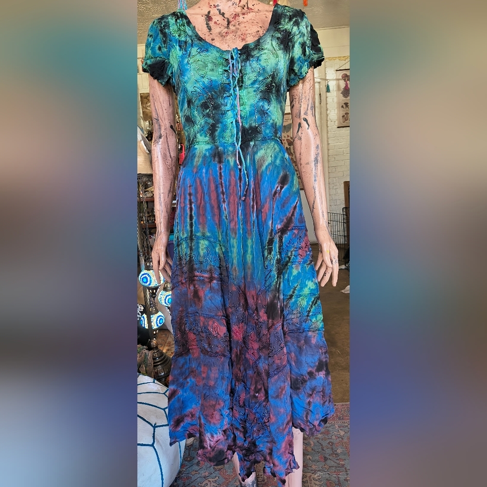 Advance Apparels Tie Dye Vintage Midi Dress
